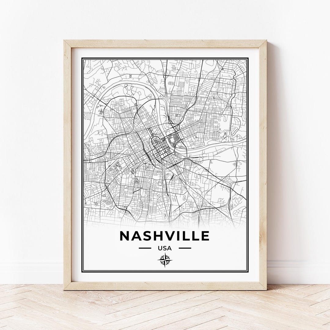 Nashville Map Print | Map of Nashville Tennessee | Digital Download - Etsy