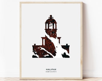 Halifax Citadel Clock Tower Print | Map of Halifax Nova Scotia | Digital Download