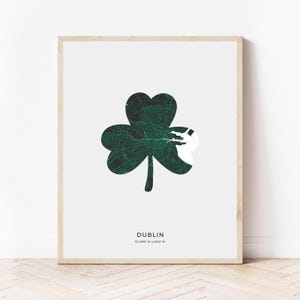 Dublin Shamrock Map Print | Map of Dublin Ireland | Digital Download
