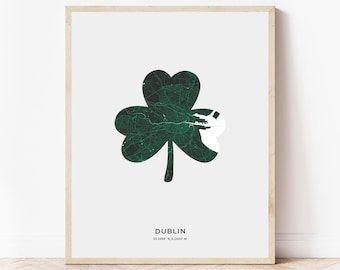 Dublin Shamrock Map Print | Map of Dublin Ireland | Digital Download