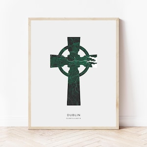 Dublin Celtic Cross Map Print | Map of Dublin Ireland | Digital Download