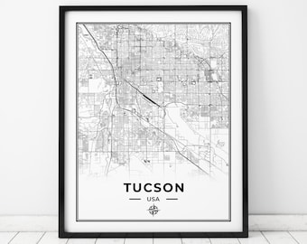 Tucson Map Print | Map of Tucson Arizona | Digital Download