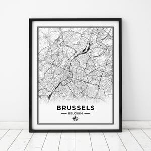 Brüssel Karte Drucken | Landkarte Brüssel Belgien | Digitaler Download