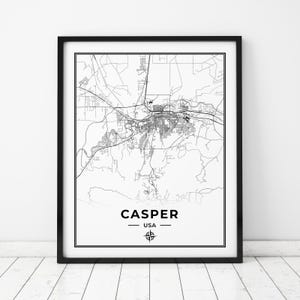 Impression de carte de Casper | Carte de Casper, Wyoming | Téléchargement numérique
