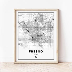 Fresno Map Print | Map of Fresno California | Digital Download