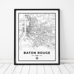 Baton Rouge Map Print | Map of Baton Rouge Louisiana | Digital Download