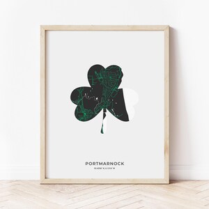 Portmarnock Shamrock Map Print | Map of Portmarnock Ireland | Digital Download