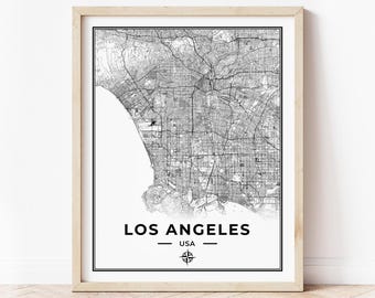 Mapa de Los Ángeles para imprimir / Mapa de Los Ángeles California / Descarga digital
