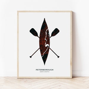 Peterborough Canoe Print | Map of Peterborough Ontario | Digital Download