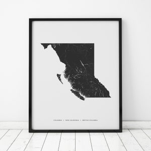 British Columbia erfgoed kaart afdrukken | Kaart van Brits-Columbia | Digitaal downloaden