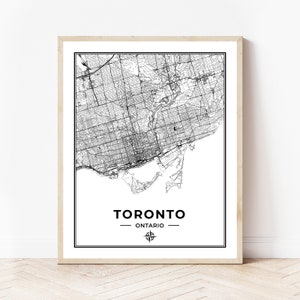 Toronto Map Print | Map of Toronto Ontario | Black & White | Digital Download