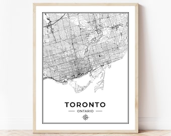 Toronto Map Print | Map of Toronto Ontario | Black & White | Digital Download