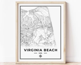 Virginia Beach Map Print | Map of Virginia Beach Virginia | Digital Download