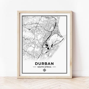 Durban Map Print | Map of Durban South Africa | Digital Download