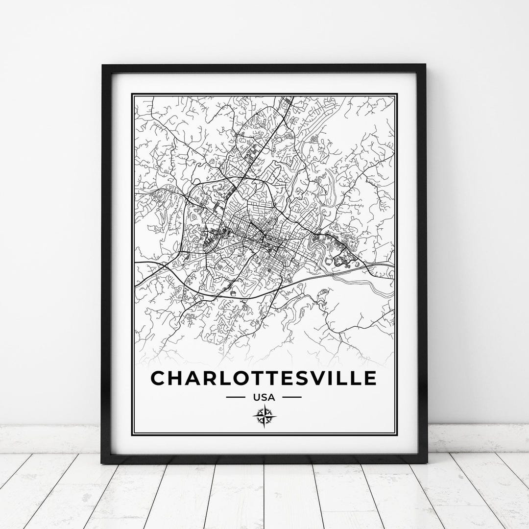 Charlottesville Map Print | Map of Charlottesville Virginia | Digital ...