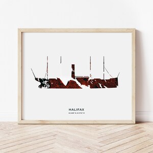 Halifax explosie Mont Blanc afdrukken | Kaart van Halifax Nova Scotia | Digitaal downloaden