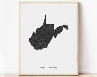 West Virginia Map Print | Map of West Virginia | Digital Download