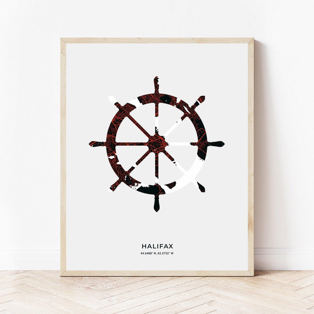 Buy Halifax Ships Wheel Print Map of Halifax Nova Scotia Digital Download  Online in India
