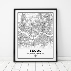 Seoul Karte Drucken | Karte von Seoul Südkorea | Digitaler Download