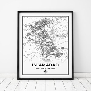 Islamabad Map Print | Map of Islamabad Pakistan | Digital Download