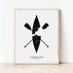 Campbellton Canoe Print | Karte von Campbellton New Brunswick | Digitaler Download