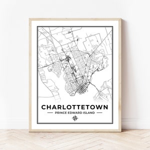 Charlottetown Map Print | Map of Charlottetown Prince Edward Island | Black & White | Digital Download