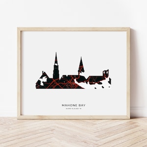 Mahone Bay Drei Kirchen Druck | Karte von Mahone Bay Nova Scotia | Digitaler Download