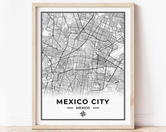 Mexiko-Stadt Karte Drucken | Landkarte Mexiko-Stadt Mexico | Digitaler Download