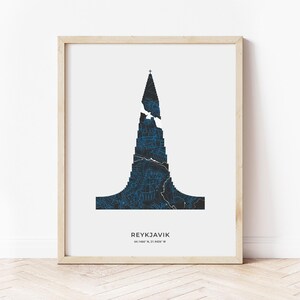 Reykjavik Hallgrimskirkja Map Print | Map of Reykjavik Iceland | Digital Download