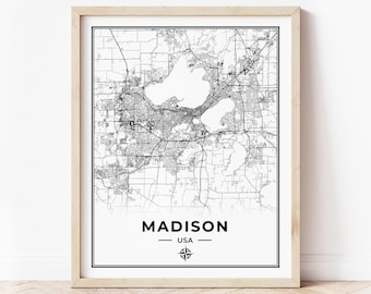 Madison Map Print | Map of Madison Wisconsin | Digital Download