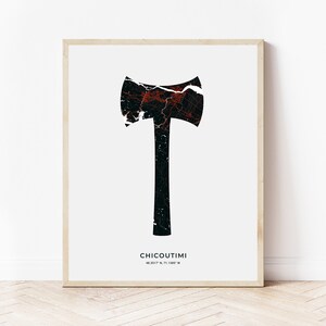 Chicoutimi Double Axe Print | Map of Chicoutimi Quebec | Digital Download