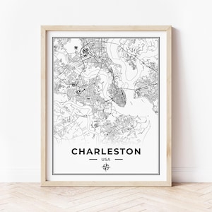 Charleston Map Print | Map of Charleston South Carolina | Digital Download
