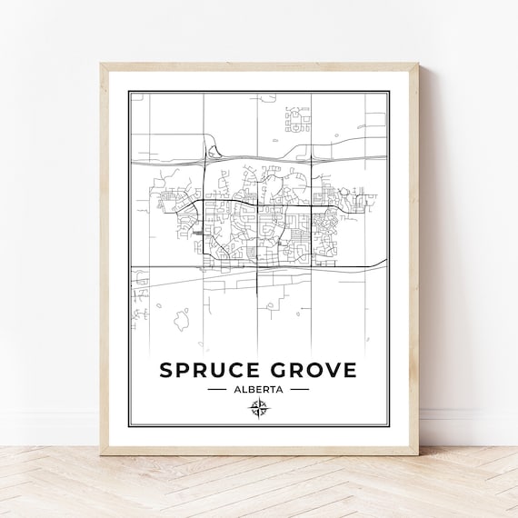 Spruce Grove Map Print Map of Spruce Grove Alberta Black & Etsy