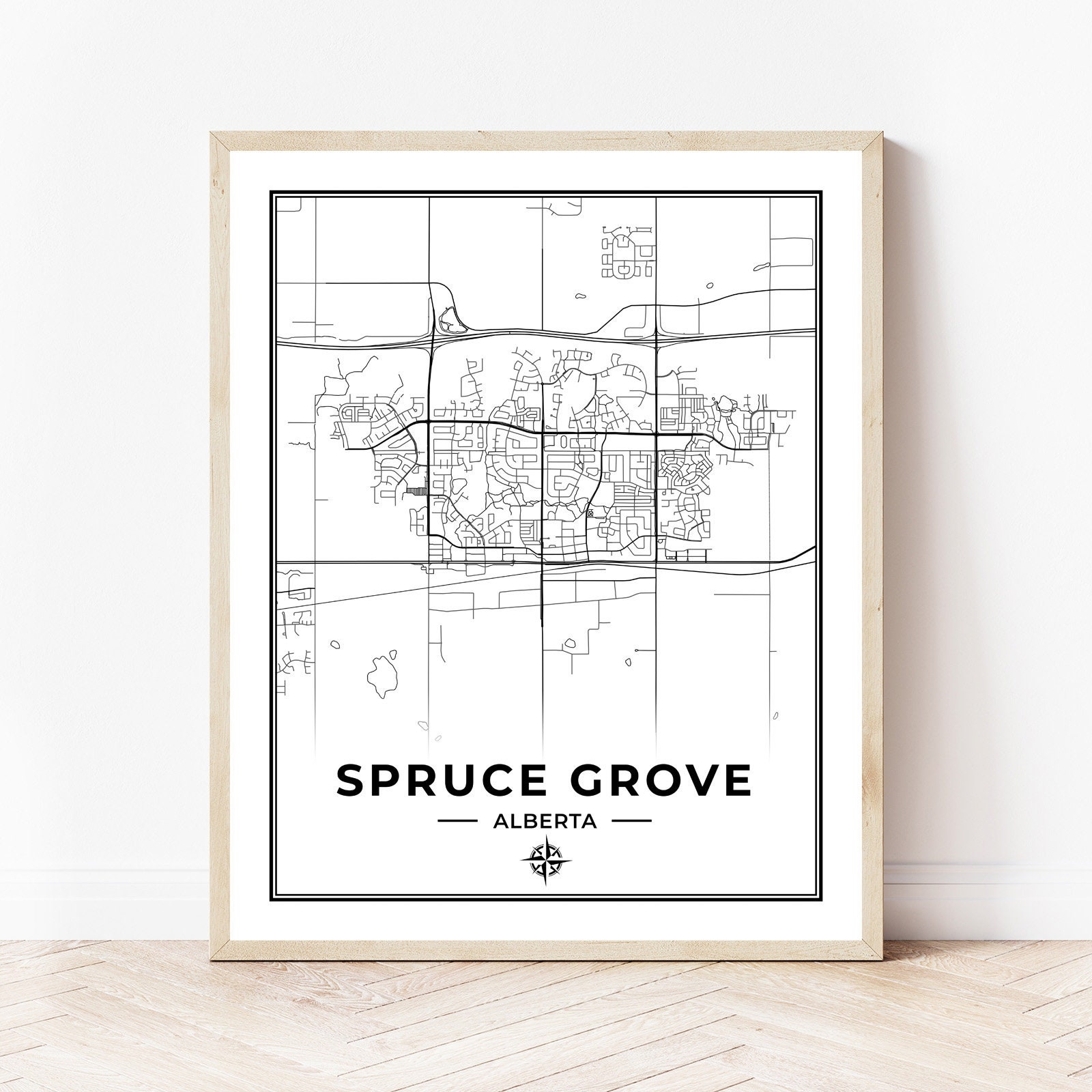 Spruce Grove Map Print Map of Spruce Grove Alberta Black & | Etsy
