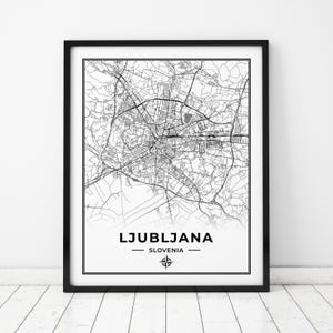 Ljubljana Map Print | Map of Ljubljana Slovenia | Digital Download