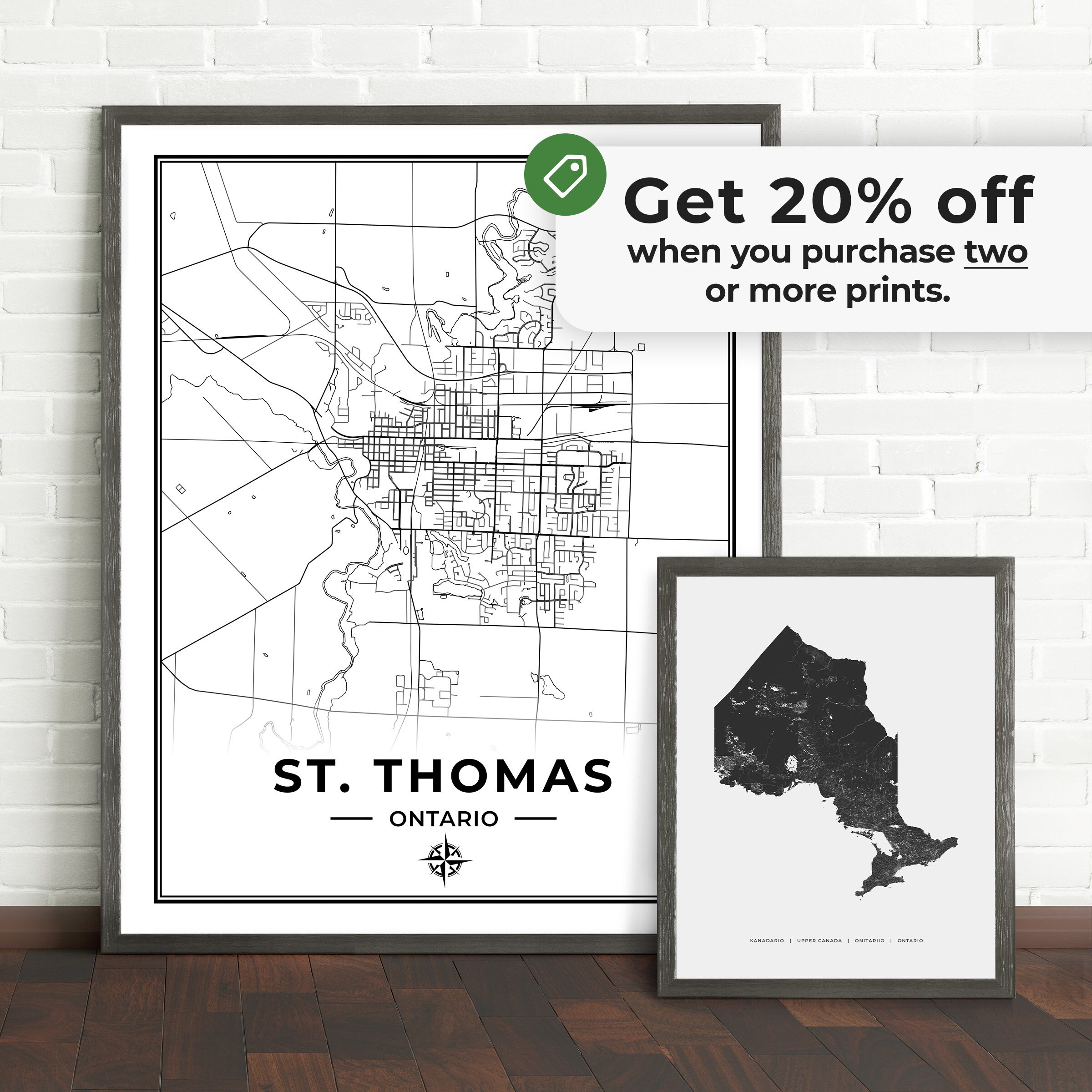 St. Thomas Map Print Map of St. Thomas Ontario Black &amp; - Etsy