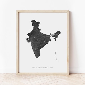 Impression de carte de l'Inde | Carte de l'Inde | Téléchargement numérique