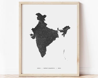 Stampa mappa India / Mappa dell'India / Download digitale