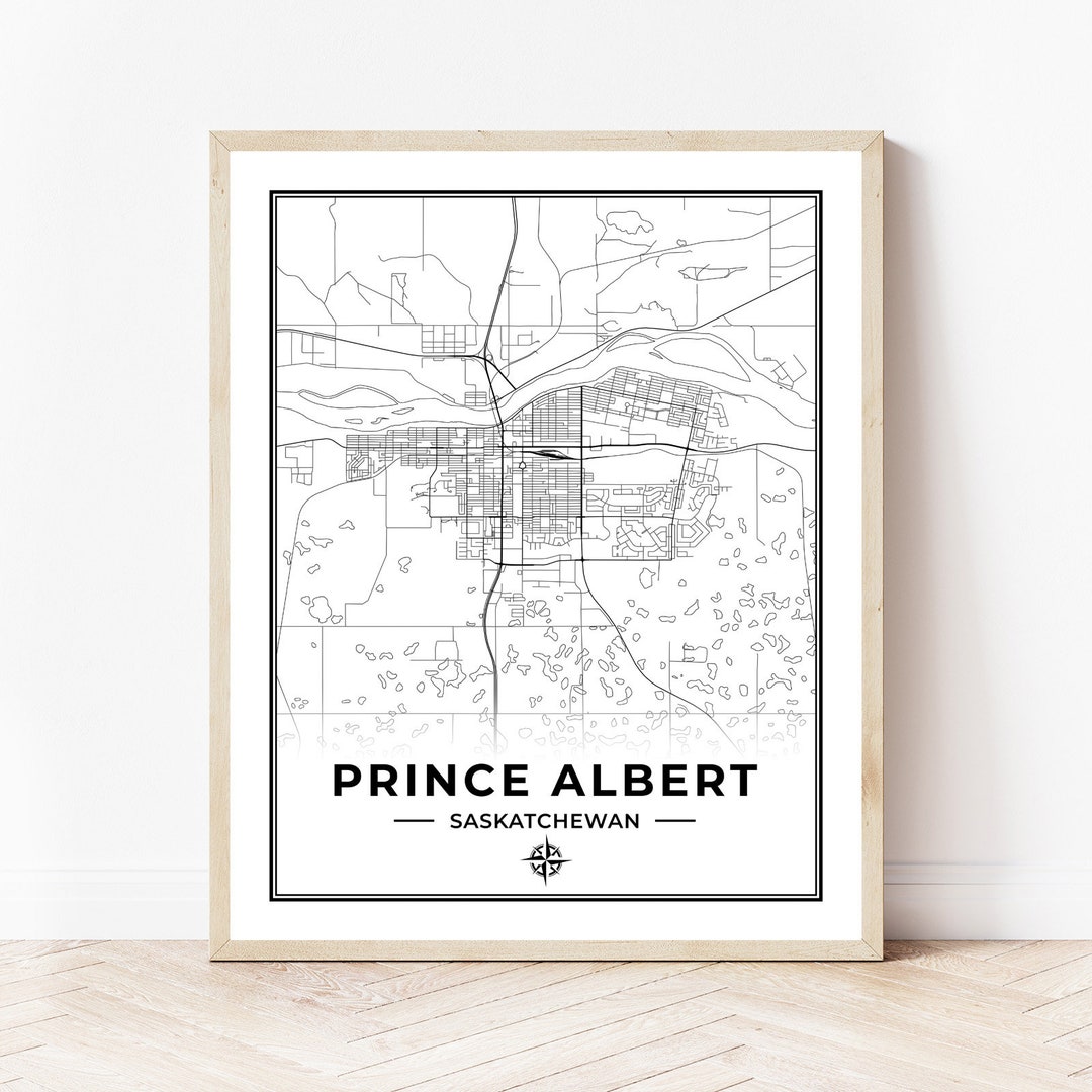 Prince Albert Map Print | Map of Prince Albert Saskatchewan | Black ...