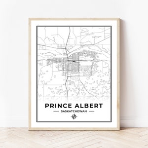 Prince Albert Map Print | Map of Prince Albert Saskatchewan | Black & White | Digital Download