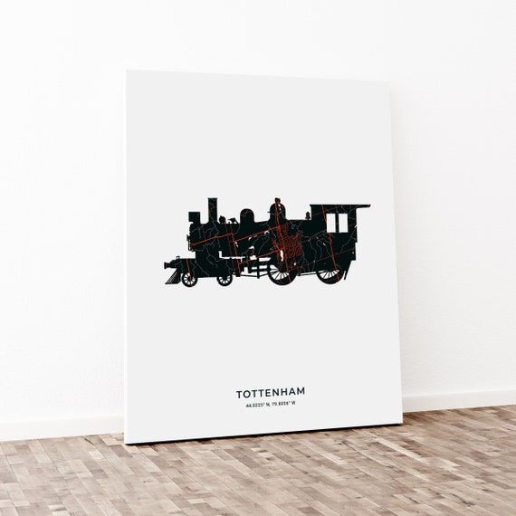 Map Of Tottenham Ontario Tottenham Train Print Map Of Tottenham Ontario | Etsy
