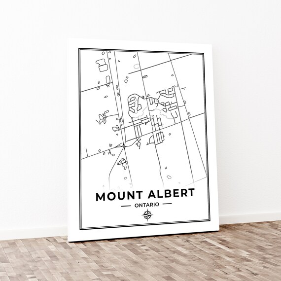 Mount Albert Ontario Map Mount Albert Map Print Map Of Mount Albert Ontario Black & | Etsy Canada