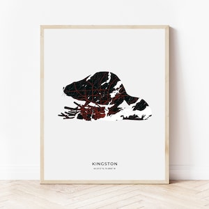 Kingston Beaver Print | Map of Kingston Ontario | Digital Download