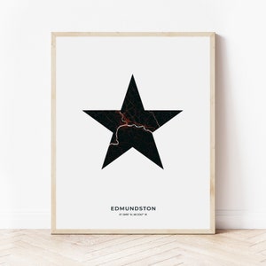 Impressão acádico da estrela de Edmundston de <br> Entrega Rápida? Mapa de Edmundston Nova Brunswick | Download Digital