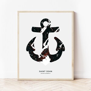 Saint John Anker Druck | Landkarte Saint John New Brunswick | Digitaler Download