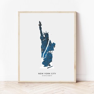 New York City Statue of Liberty Map Print | Map of New York City New York | Digital Download