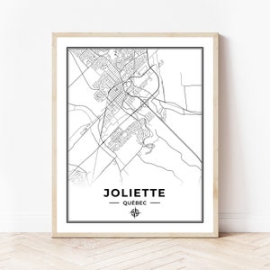 Joliette Map Print | Map of Joliette Quebec | Black & White | Digital Download