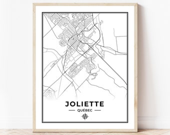 Joliette Map Print | Map of Joliette Quebec | Black & White | Digital Download