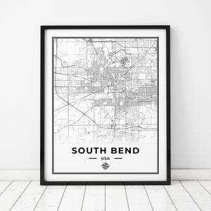 South Bend Map Print | Map of South Bend Indiana | Digital Download