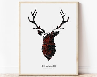 Chilliwack Stag Print | Map of Chilliwack British Columbia | Digital Download